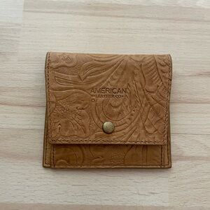 American Leather Co. Small Tooled Leather Wallet - Tan
